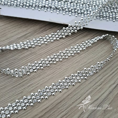 ACCESORII DECORATIVE MARGELE STRASURI - banda margele argintii tesute