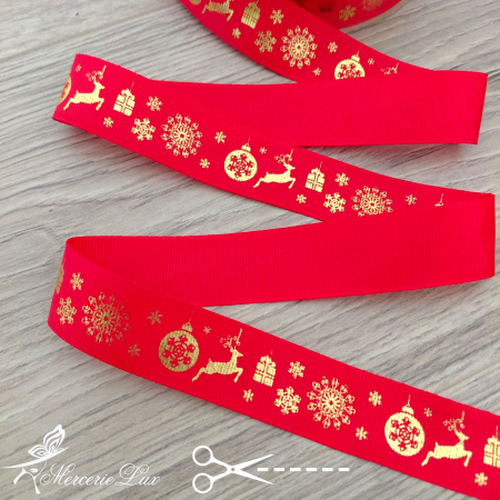 Panglica Sarbatori - panglica ripsata craciun 25mm rosu