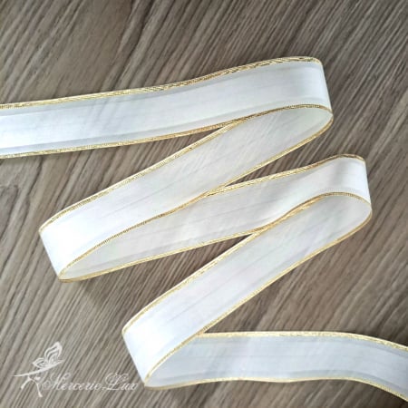 Panglica Lurex - banda satin cu lurex au/ag