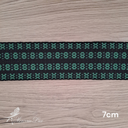 Banda Motive Traditionale - brau traditional negru/verde 7cm