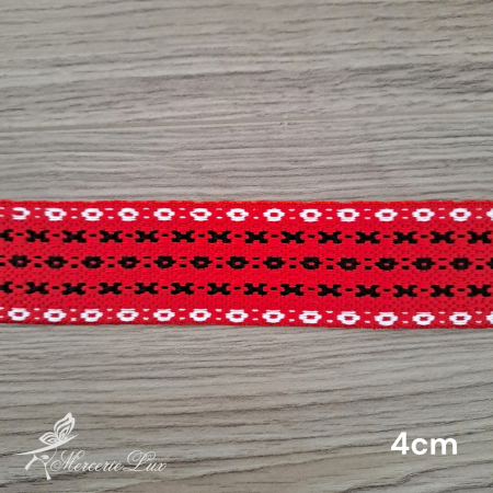 Banda Motive Traditionale - brau traditional rosu/negru 4cm