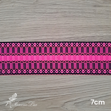 Banda Motive Traditionale - brau traditional roz/negru 7cm