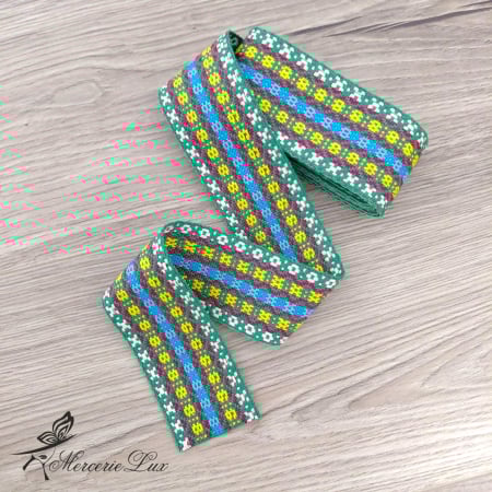 Banda Motive Traditionale - brau traditional verde multicolor lurex 5cm