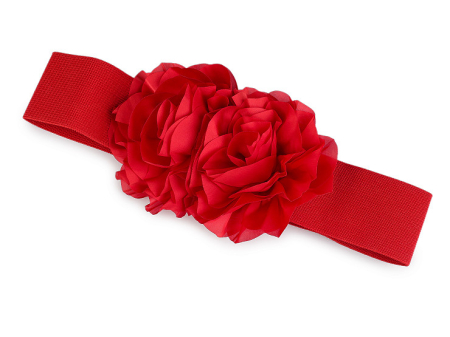 Accesorii Moda - curea elastica cu flori de satin latime 6cm