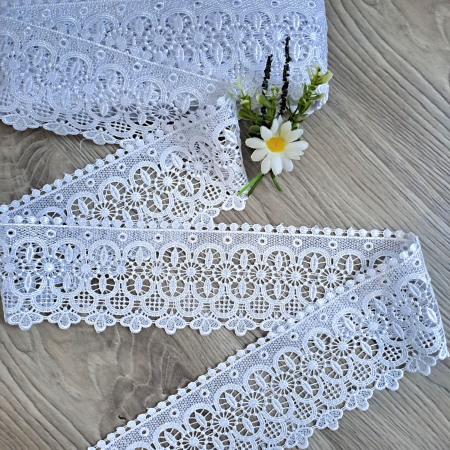 Dantela Poliester - dantela alba poliester 10cm
