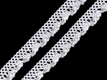 Dantela Bumbac - DANTELA BUMBAC ELASTICA CU VOLANASE LATIME 15MM