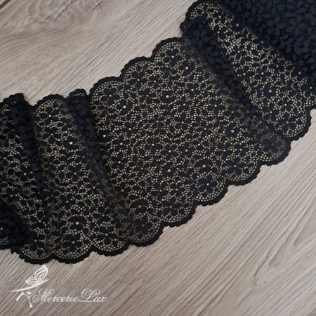 Dantela Elastica - dantela elastica neagra floricele