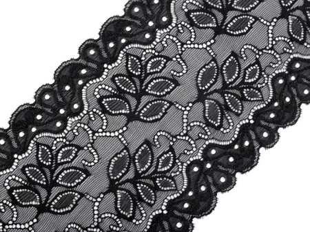 Dantela Elastica - dantela elastica negru/rosu latime 16cm