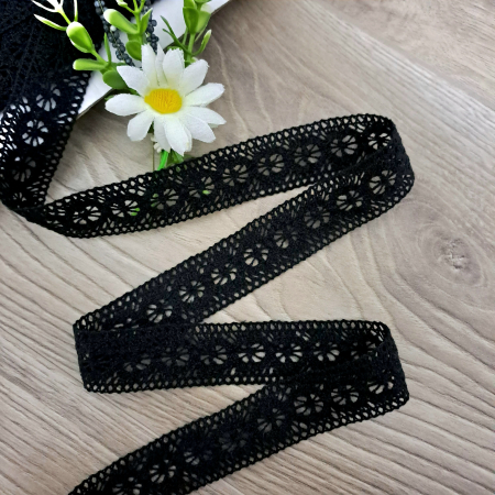 Dantela Bumbac - dantela mijloc neagra bumbac