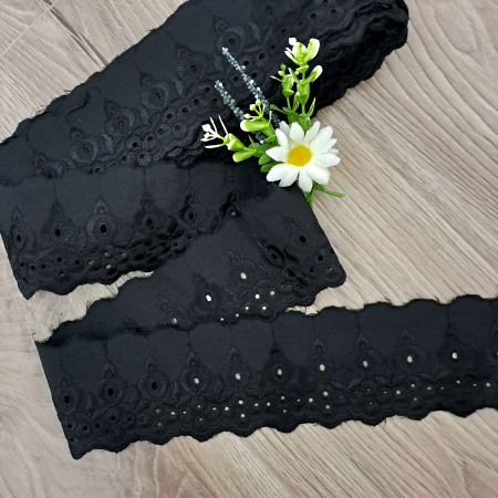 Dantela Panza - dantela panza neagra broderie 6cm