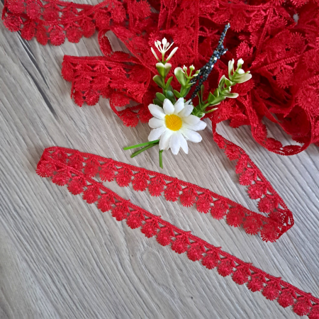 Dantela Poliester - dantela rosie floricele