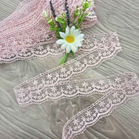 Dantela Broderie - dantela tull flori mici 3cm