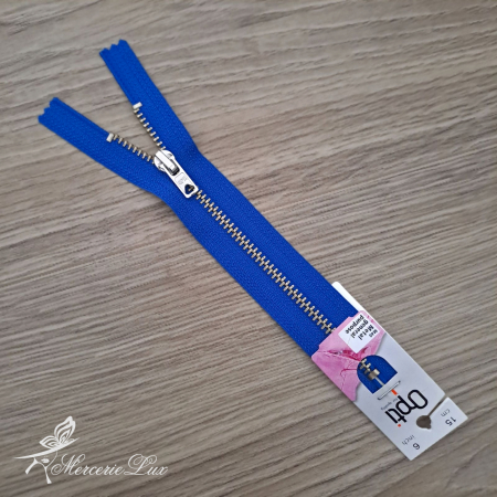 Fermoare Fixe - fermoar albastru/ag metalic 15cm