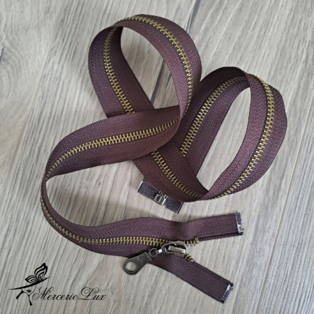 Fermoare Metalice - fermoar maron metal 70cm