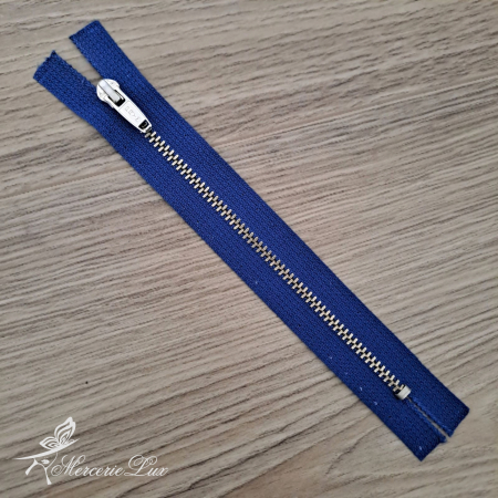 Fermoare Fixe - fermoar metalic albastru/ag 14cm