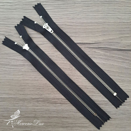Fermoare Fixe - fermoar metalic negru/ag 18cm