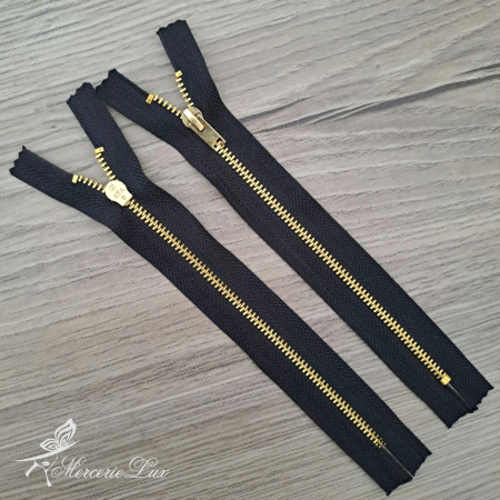 Fermoare Fixe - fermoar metalic negru/au 18cm