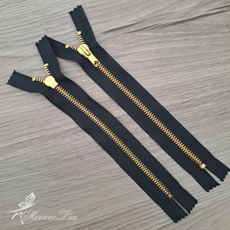 Fermoare Fixe - fermoar metalic negru/au 20cm