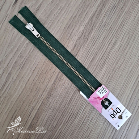 Fermoare Fixe - fermoar metalic verde inchis/ag 15cm