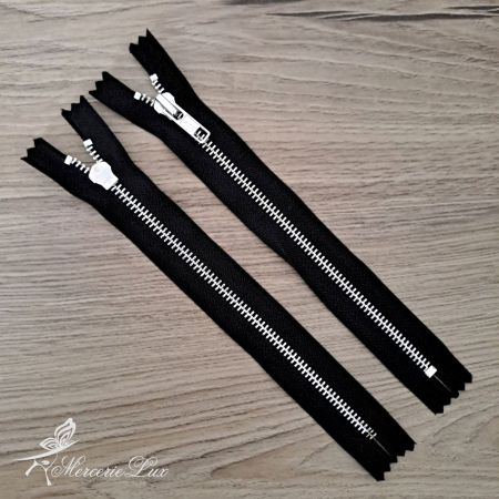 Fermoare Fixe - fermoar metalic ykk negru/ag 20cm