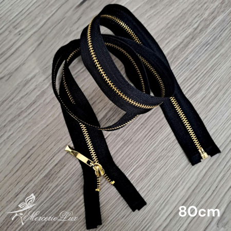Fermoare Metalice - fermoar negru metal 80cm