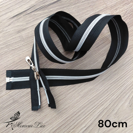 Fermoare Detasabile - fermoar spiralat argintiu 7mm 80cm