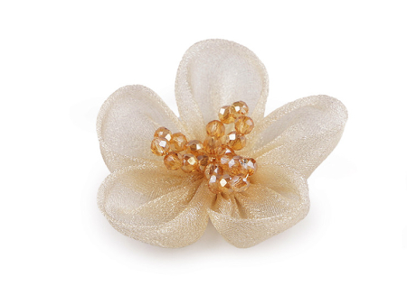 Aplicatii Textile - FLOARE DIN ORGANZA CU MARGELE 4.5CM