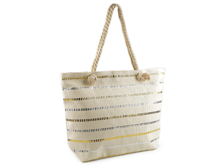 Accesorii Moda - geanta de vara cu dungi metalice 52x38cm