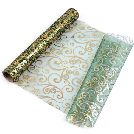 MATERIALE TEXTILE - organza imprimeu metalizat 36cm