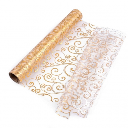 MATERIALE TEXTILE - organza imprimeu metalizat 36cm