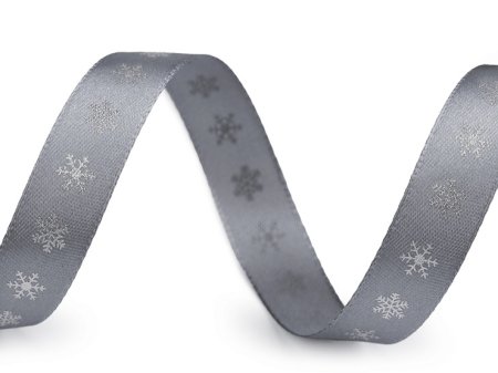 DECORATIUNI PENTRU CRACIUN - PANGLICA SATINATA DE CRACIUN FULG DE NEA ROLA 15M