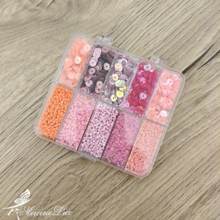 Margele - set margele nisip si paiete in cutie