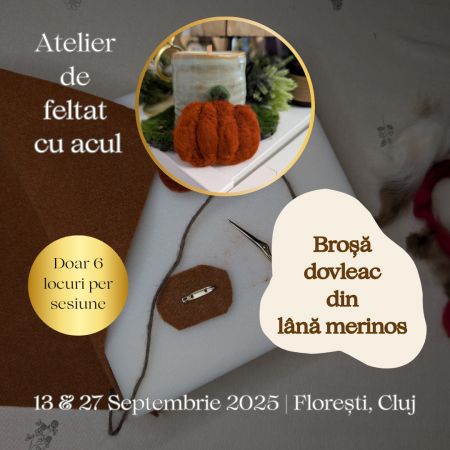 Ateliere de craft - Atelier de feltat: broșă dovleac din lână merinos