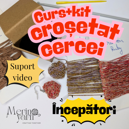 Cursuri și kituri - Curs de croșetat începători- cercei în formă de inimă