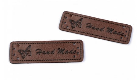 Accesorii tricotat - Eticheta piele Handmade 15x50 mm