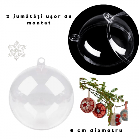 Croșetat - Glob plastic transparent 6 cm