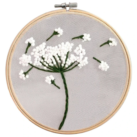 Brodat - Kit broderie păpădie pe tulle