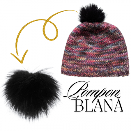 Accesorii tricotat - Pompon blană artificială 8 cm cu ochi elastic