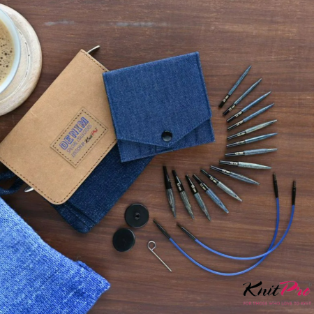 Tricotat - Set andrele interschimbabile Denim mini wood Indigo- 5 cm