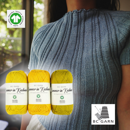 Pentru topuri de vară - Summer in Kashmir (GOTS) – bumbac organic cu 10% cașmir
