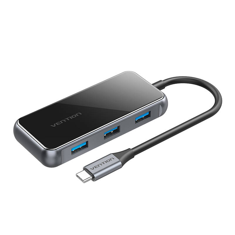 Adaptor 5 in 1 HUB Vention TFBHB USB-C la HDMI 4Kat60Hz, 3x USB 3.0, PD (gri)