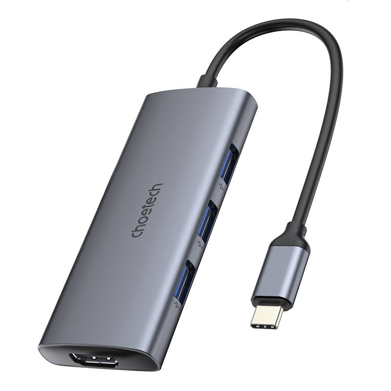 Adaptor 7w1 Choetech HUB-M19 USB-C (argintiu)