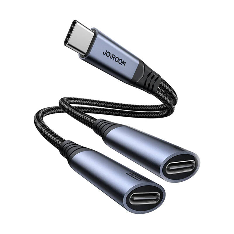 Adaptor audio 2 in 1 joyroom sy-c03 de la type-c la dual type-c (negru)