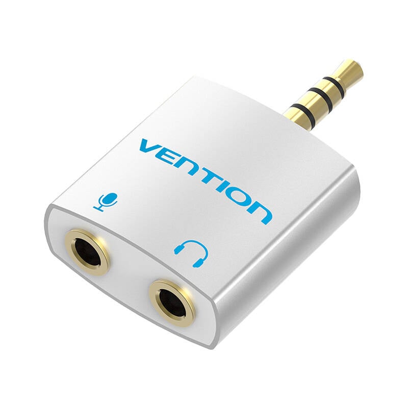 Adaptor audio cu 4 poli de 3,5 mm masculin la 2 x 3,5 mm feminin Vention BDBW0 argintiu