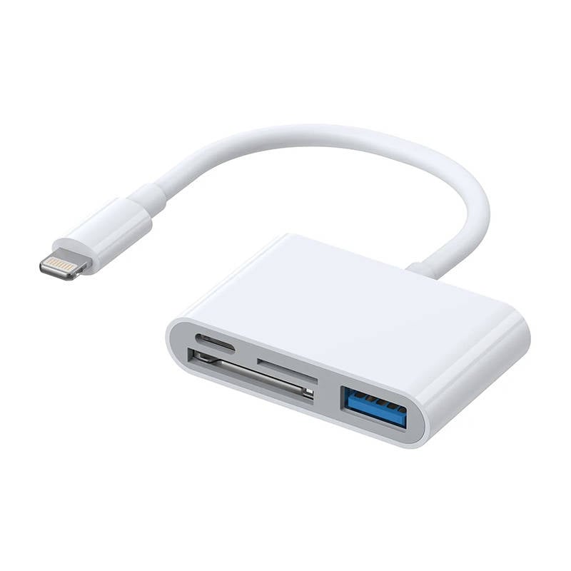 Adaptor Lightning Joyroom S-H142 la USB OTG cu cititor de carduri SD, microSD (alb)