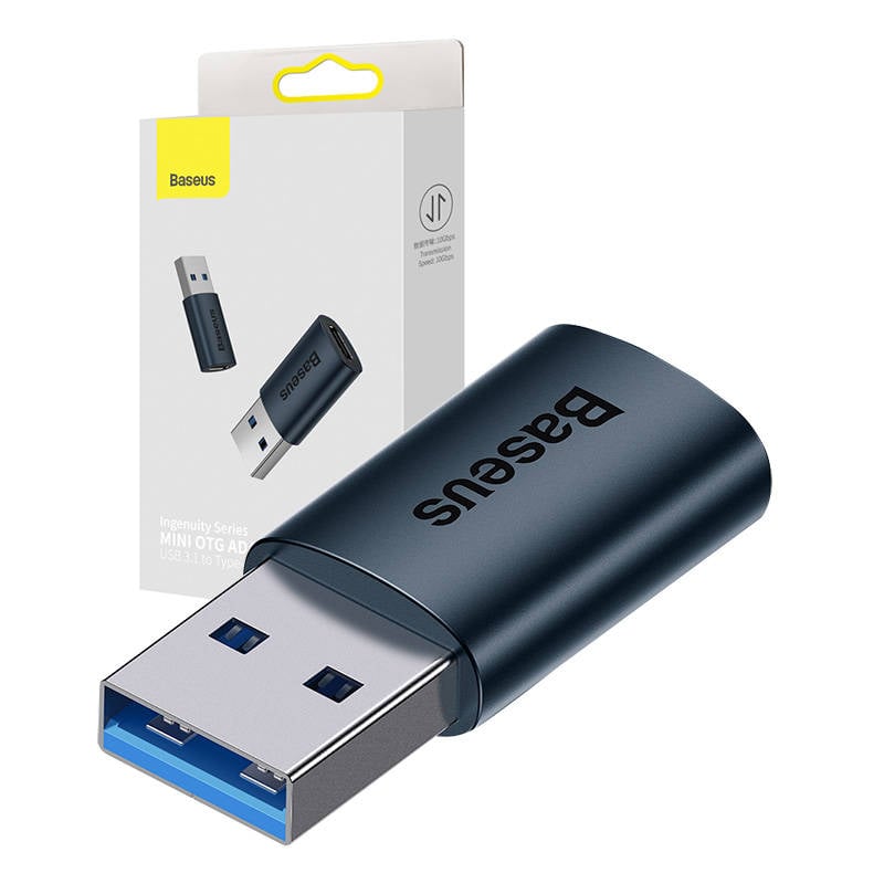 Adaptor OTG Baseus Ingenuity USB-A la USB-C (albastru), set de 10 buc, conectivitate rapida si fiabila pentru toate dispozitivele USB-C.