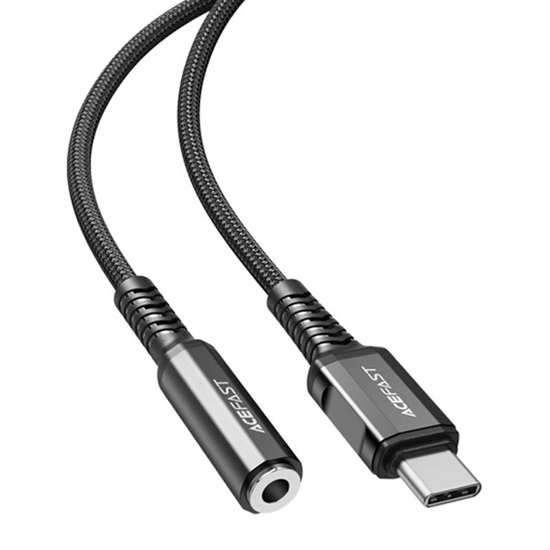 Adaptor USB-C la mini jack 3,5mm Acefast C1-07 18cm (negru)