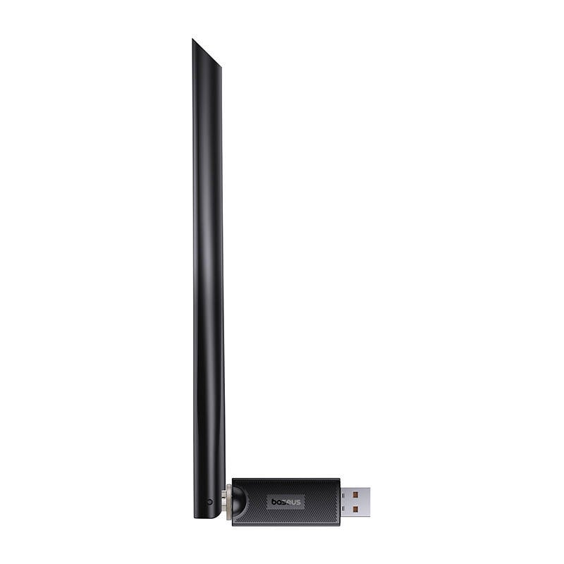 Adaptor WiFi Baseus FastJoy 650Mbps cu antena, culoare argintie, pentru conexiuni rapide si stabile, ideal pentru desktopuri si laptopuri.