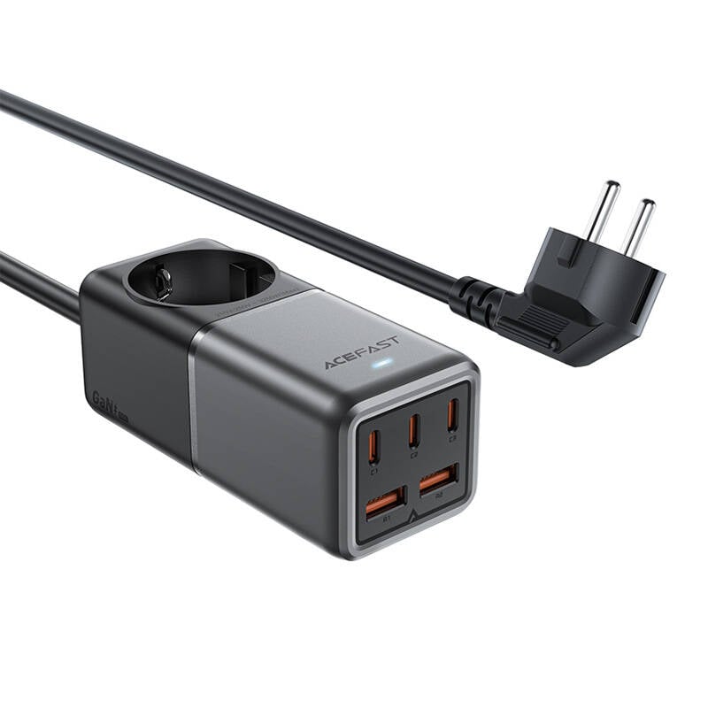 Banda de alimentare de birou Acefast Z2, GaN, 3xUSB-C, 2xUSB-A, 75W (negru)