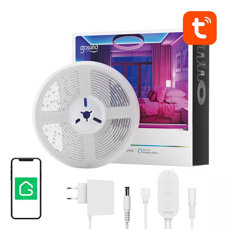 Banda LED WiFi RGB inteligenta Gosund SL2 - 5m, controlata prin voce cu Google Home si Amazon Alexa, pentru o atmosfera de vis in casa ta!